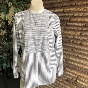 Ralph Lauren Striped Tuxedo Bib Front Tunic Shirt